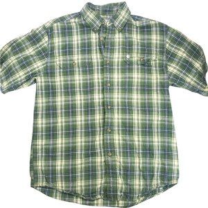 Carhartt Relaxed Fit Plaid Button Front Shirt Short Sleeve  Men's L